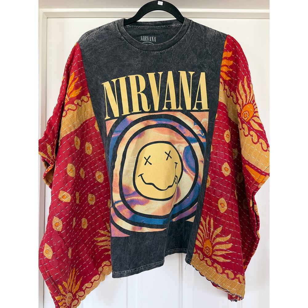 Nirvana Upcycled Kantha Tunic Top Shirt OS Handmade Boho